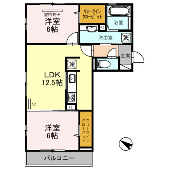 リバーサイド伴中央(2LDK/3階)の間取り写真