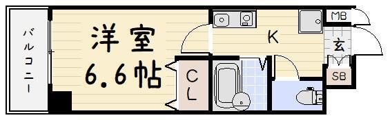 シヨン北九大前(1K/4階)の間取り写真