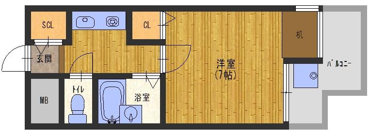 メゾン大和5号館(1K/2階)の間取り写真