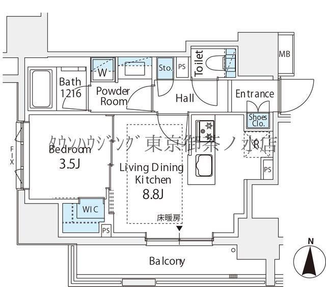 サンウッドフラッツ神田神保町(1LDK/8階)の間取り写真