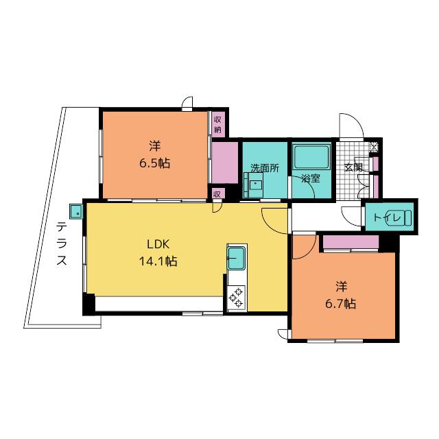 MAISON DE OASIS(2LDK/1階)の間取り写真