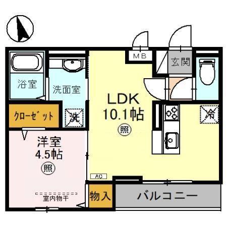グレイス(1LDK/2階)の間取り写真