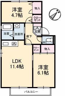 YSエミネンス(2LDK/1階)の間取り写真