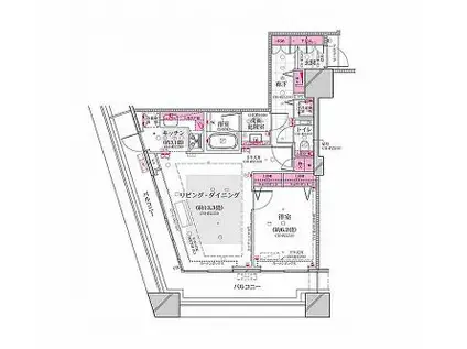 コンシェリア西新宿 TOWERS ウエスト(1LDK/9階)の間取り写真