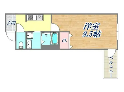 フジパレス阪急武庫之荘駅西2番館(1K/1階)の間取り写真