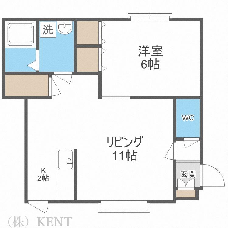 條野ハイツGII(1LDK/2階)の間取り写真