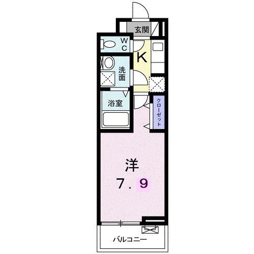 サンセレノ キャトル(1K/3階)の間取り写真