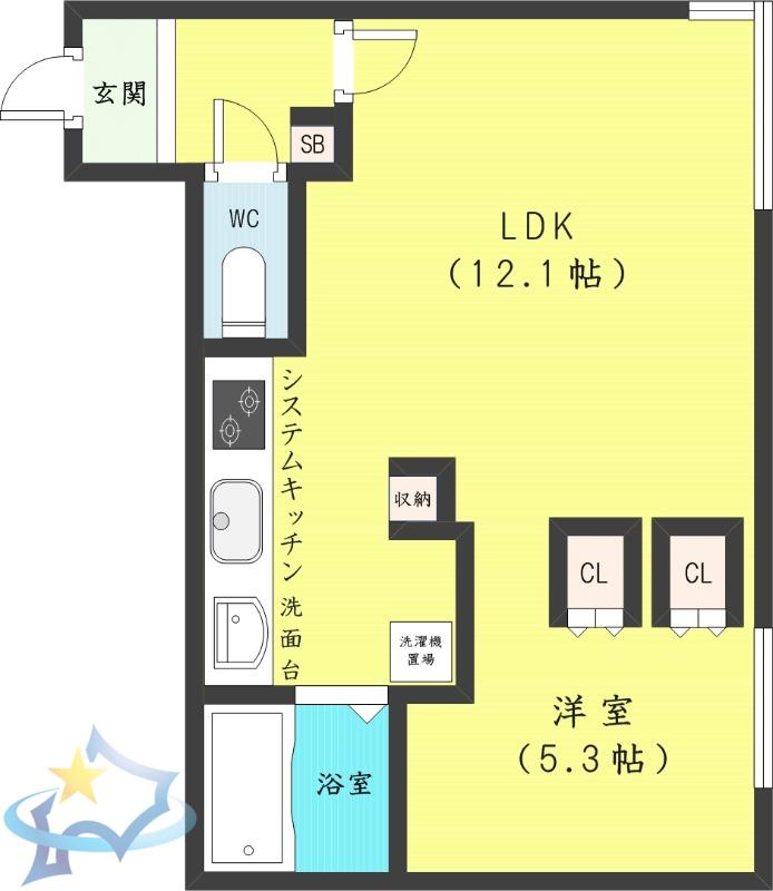 メゾンドール(1LDK/3階)の間取り写真