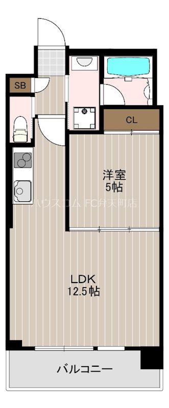 プレジオ弁天町(1LDK/13階)の間取り写真