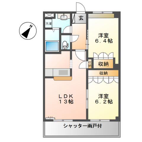 ハイツルミエール(2LDK/1階)の間取り写真