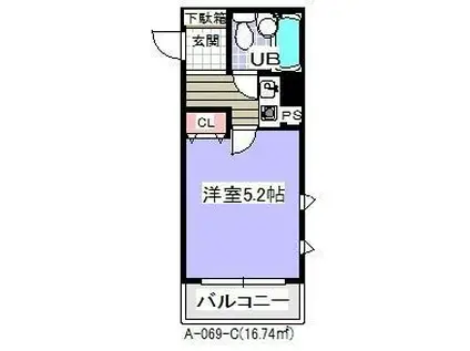 ローズマンションA69番館(1K/4階)の間取り写真