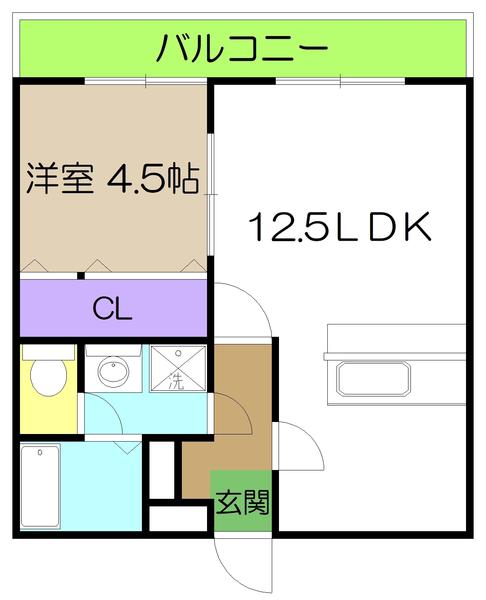 グランビュー(1LDK/5階)の間取り写真
