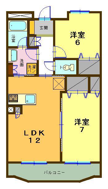 ヴィブレキュートモア(2LDK/1階)の間取り写真