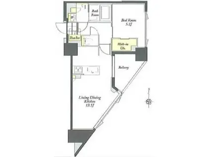 プライムメゾン蔵前(1LDK/12階)の間取り写真