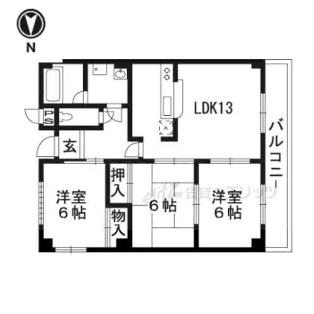 サンハート南茨木(3LDK/5階)の間取り写真