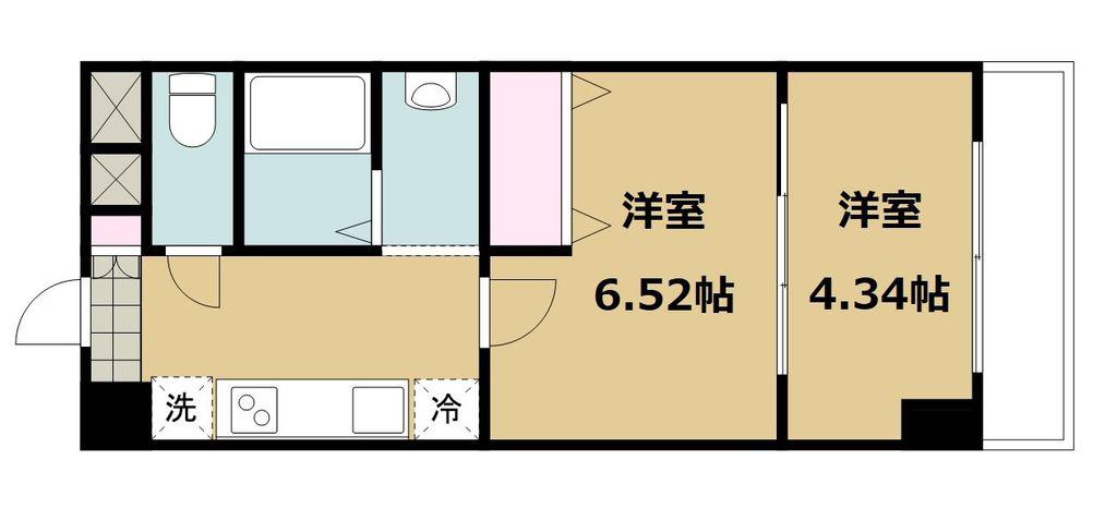 アスコット河原町駅前(2K/1階)の間取り写真