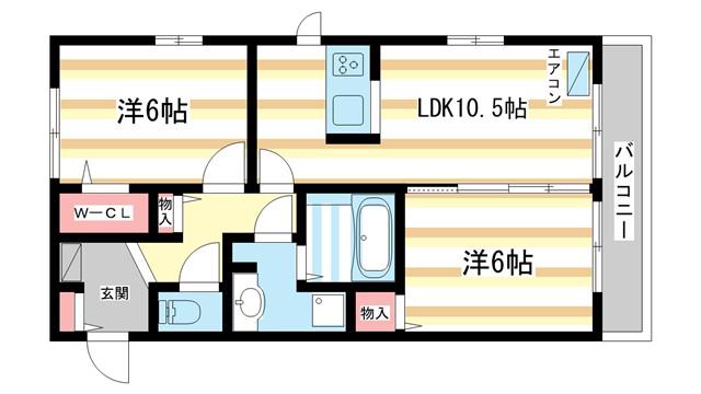 グランドゥール(2LDK/3階)の間取り写真