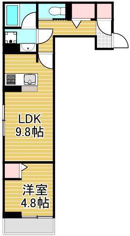 セレスティア東保木間II(1LDK/2階)の間取り写真