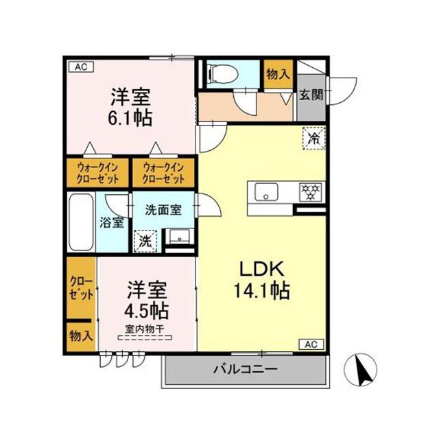 TORISIA加納南陽(2LDK/2階)の間取り写真