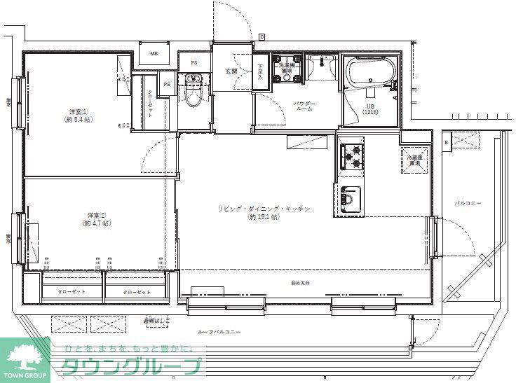 GENOVIA学芸大学(2LDK/5階)の間取り写真