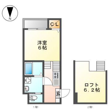 クレシェンテ栄生(1K/1階)の間取り写真