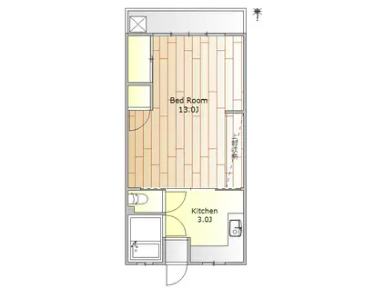 自由が丘第7コーポ(1K/2階)の間取り写真