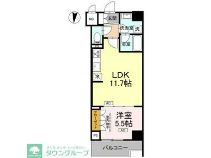 ロイジェント潮見(1LDK/4階)の間取り写真