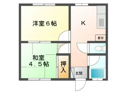 コーポまべちC(2K/1階)の間取り写真