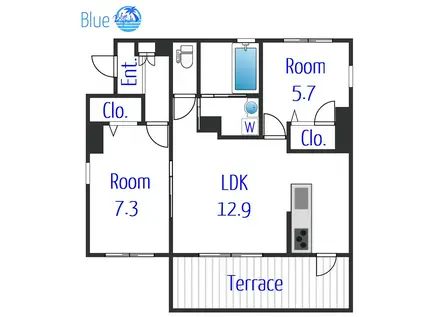 HONEST(2LDK/1階)の間取り写真