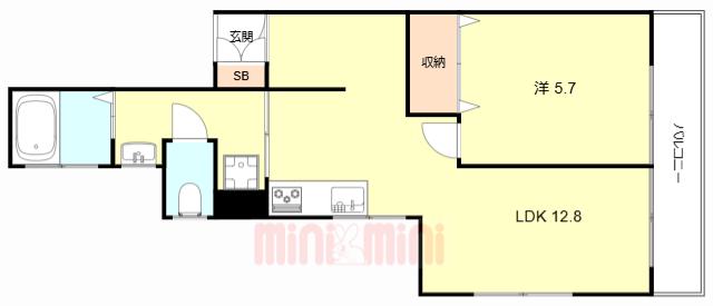 マンション月若(2DK/3階)の間取り写真