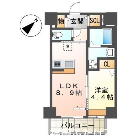 セラヴィ箱崎(1LDK/2階)の間取り写真