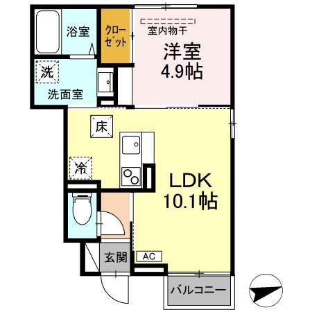 ENNE(1LDK/1階)の間取り写真
