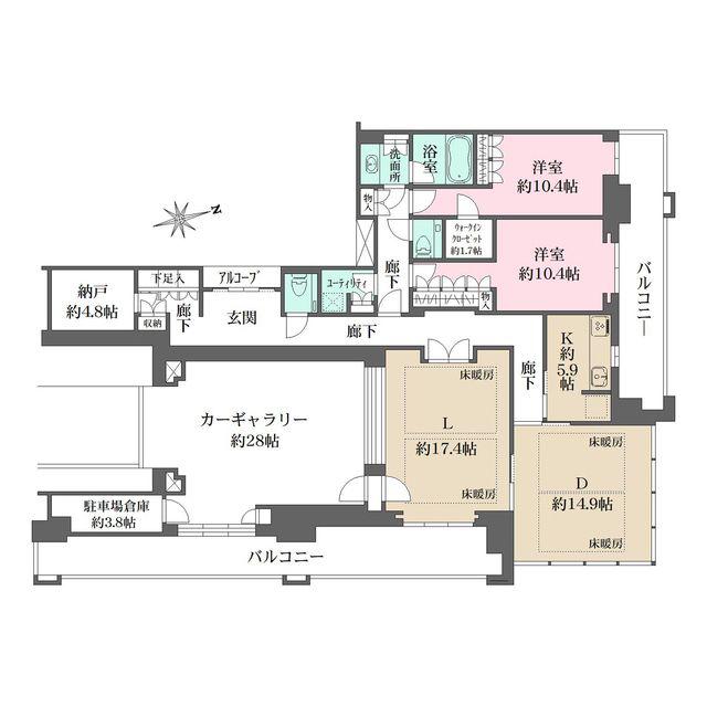 グラングリーン大阪 THE ノース RESIDENCE(2LDK/10階)の間取り写真