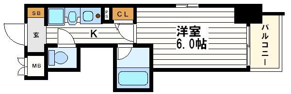 エステムコート大阪城南II(1K/9階)の間取り写真