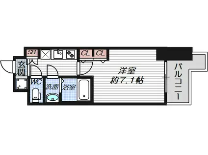 レジュールアッシュ梅田レジデンス(1K/11階)の間取り写真