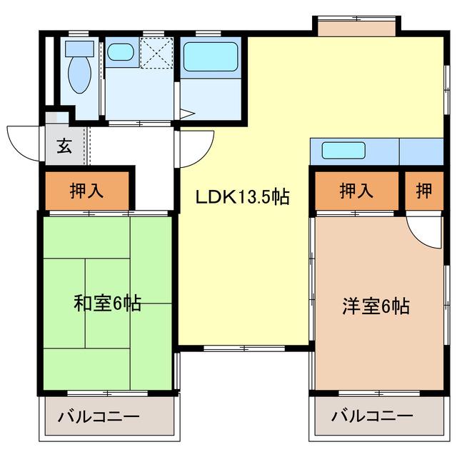 アーバンKEN(2LDK/3階)の間取り写真