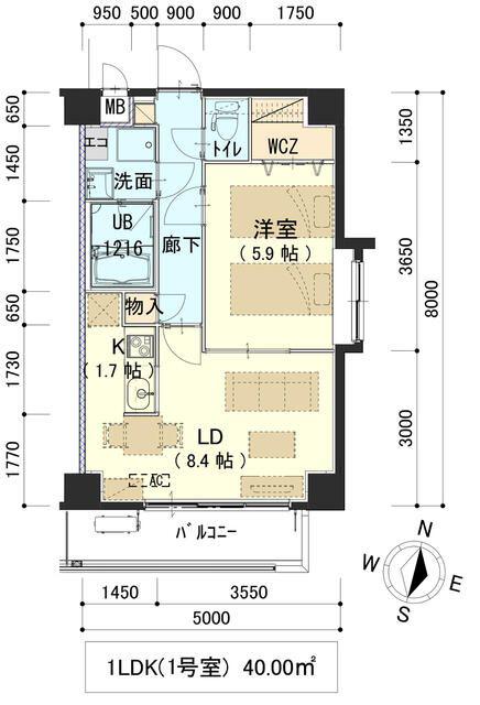 フィオーレ北山(1LDK/3階)の間取り写真