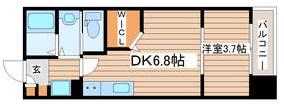 シェルグランデ鉄砲町東(1DK/9階)の間取り写真