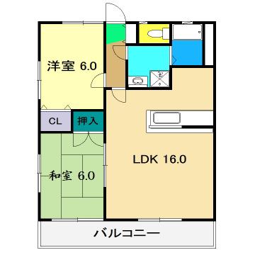 YOSHIMURA2番館(2LDK/3階)の間取り写真