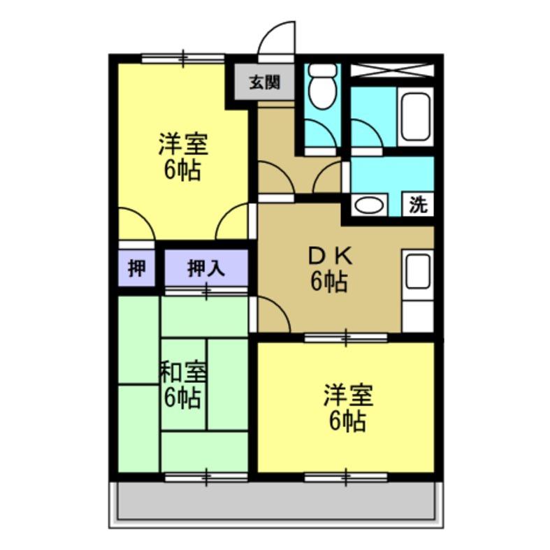 岩滑イーストハイツ(3DK/2階)の間取り写真