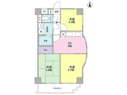 グランディオスTN(3DK/7階)の間取り写真