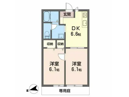 フレグランスガーデン(2DK/1階)の間取り写真