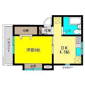 シャトレ東林間(1DK/1階)の間取り写真