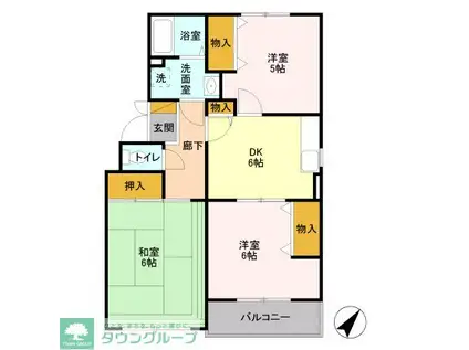 リ・ヴラン東川口 I(3DK/1階)の間取り写真