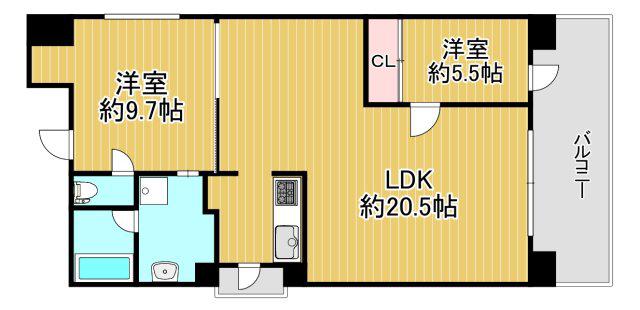 ZENII(2LDK/8階)の間取り写真
