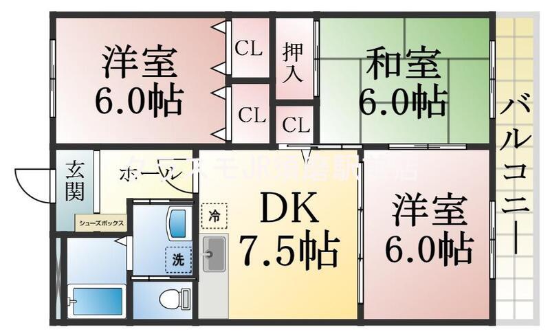 リバーヒルズ(3DK/2階)の間取り写真