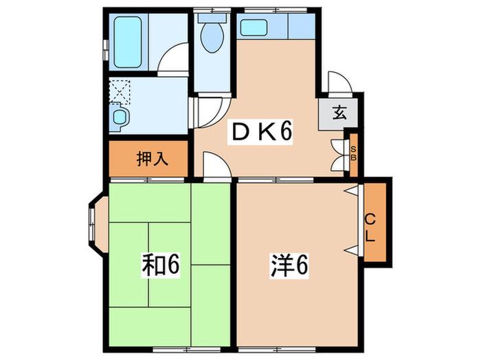 IBIS HAITUB(2DK/1階)の間取り写真