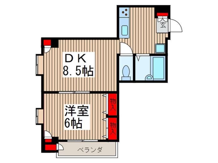 ホワイトメゾン南与野(1DK/3階)の間取り写真