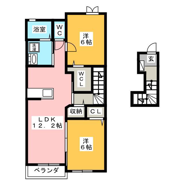 グラン リーベI(2LDK/2階)の間取り写真