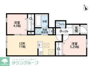リーブルファイン足立神明(2LDK/1階)の間取り写真